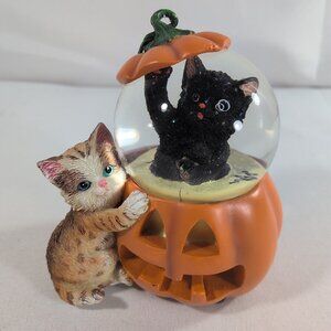 Bradley Exchange Happy Meowloween Snowglobe Water Globe Light Halloween Pumpkin